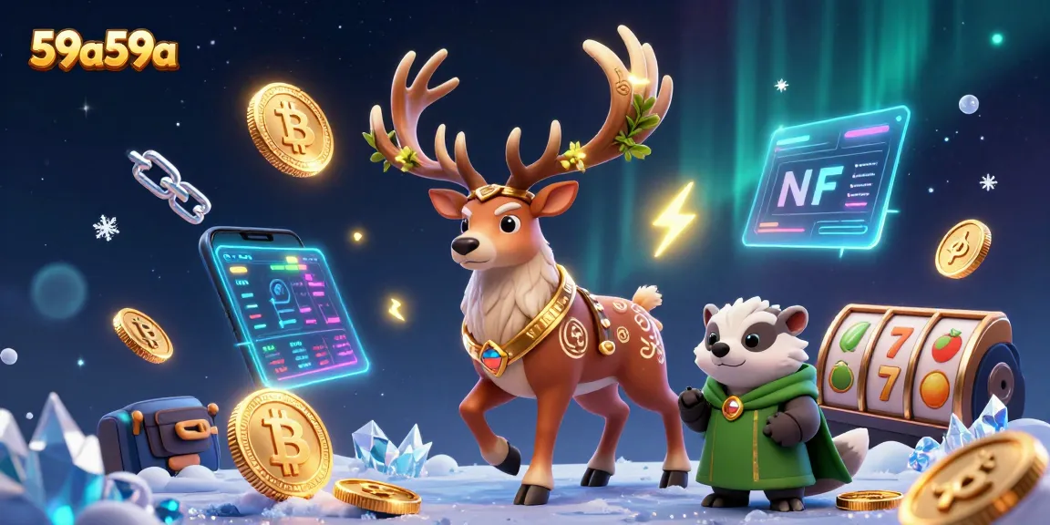 Engage with thrilling casino action featuring 59a59a, a mystical stag and badger amidst vibrant gaming elements.