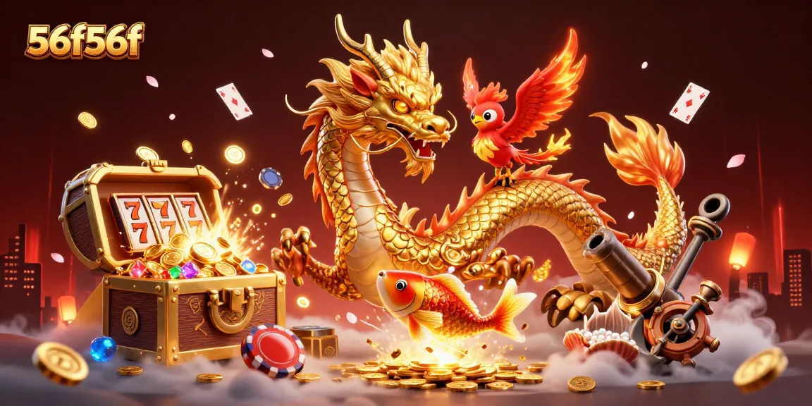 Experience thrilling gameplay and unique wins at 56f56f with our vibrant 3D casino illustration.