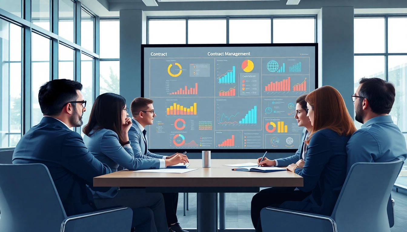 Enhancing Contract Management with a team working collaboratively in a modern office.