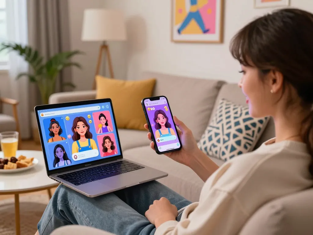 Engaging NSFW AI chat interaction showcasing playful character connection and vibrant digital ambiance.
