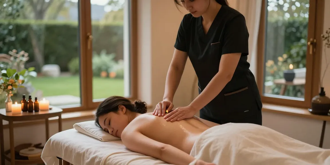 Relaxing Swedish massage session with professional therapist applying oils, creating a serene atmosphere.