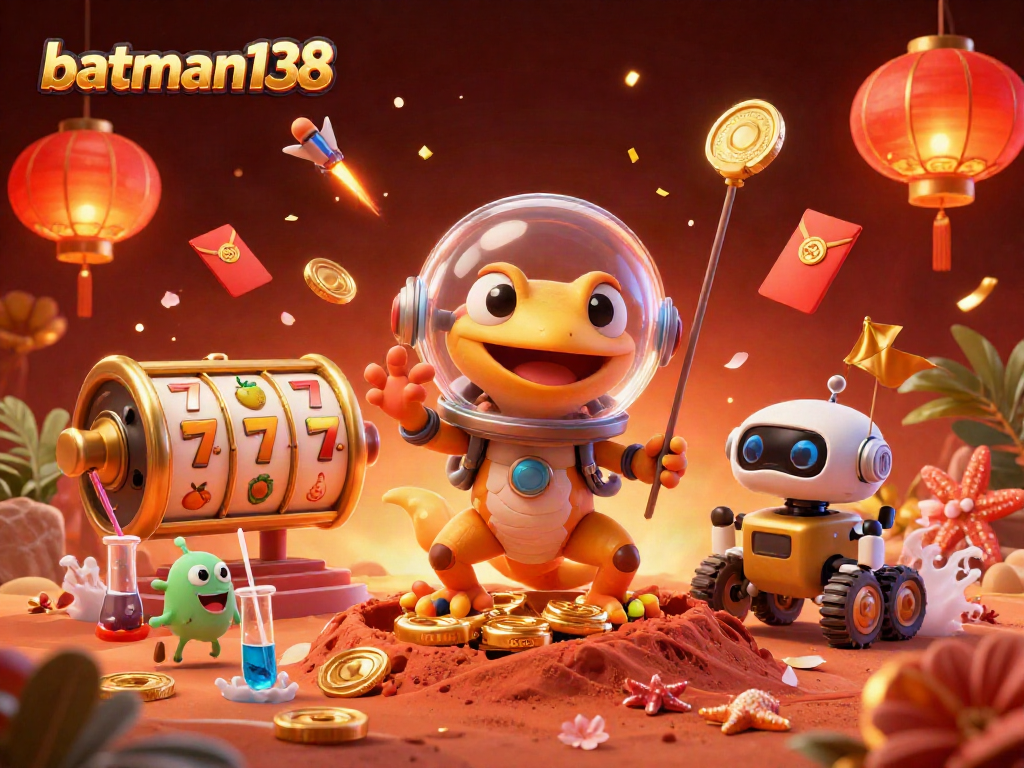 Join the fun at batman138 with a Martian gecko discovering a golden casino experience!