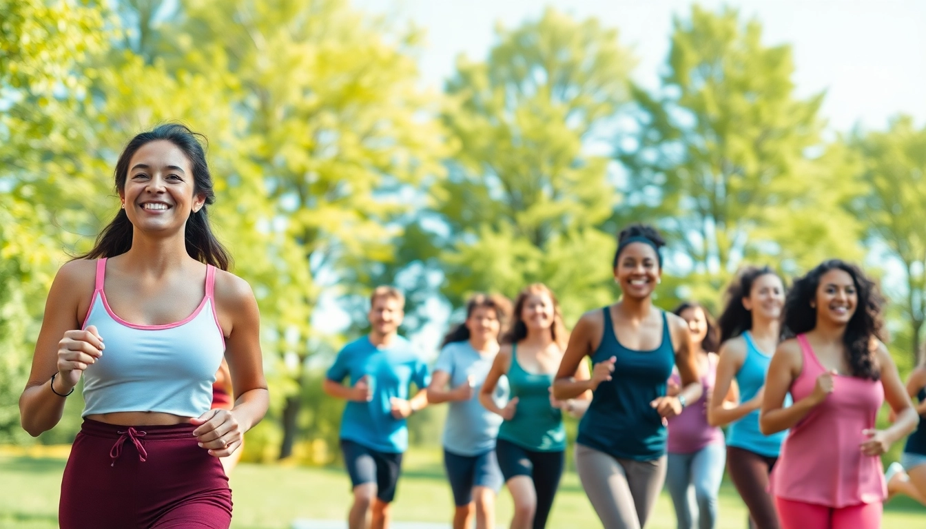 Engaging community in health-focused outdoor activities, embodying a vibrant lifestyle.