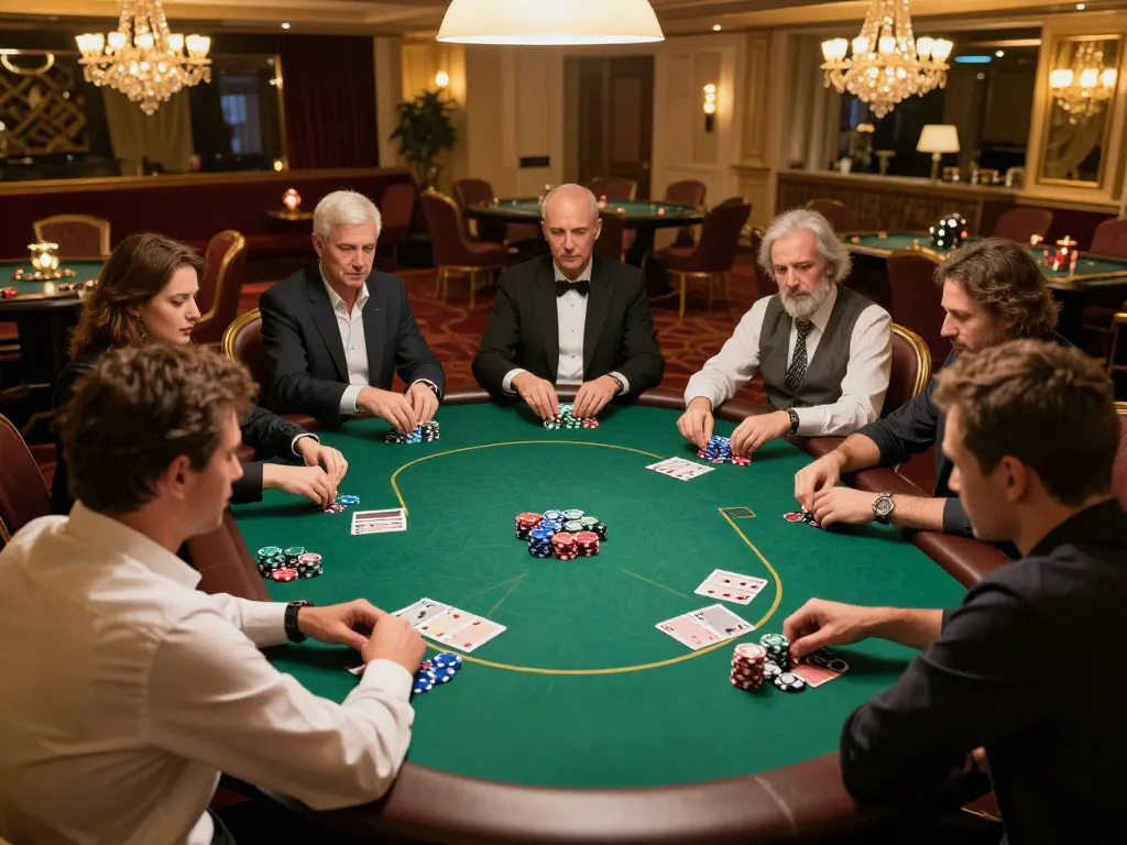 Players strategizing in a VIP poker game at 58win casino, highlighting competitive atmosphere.