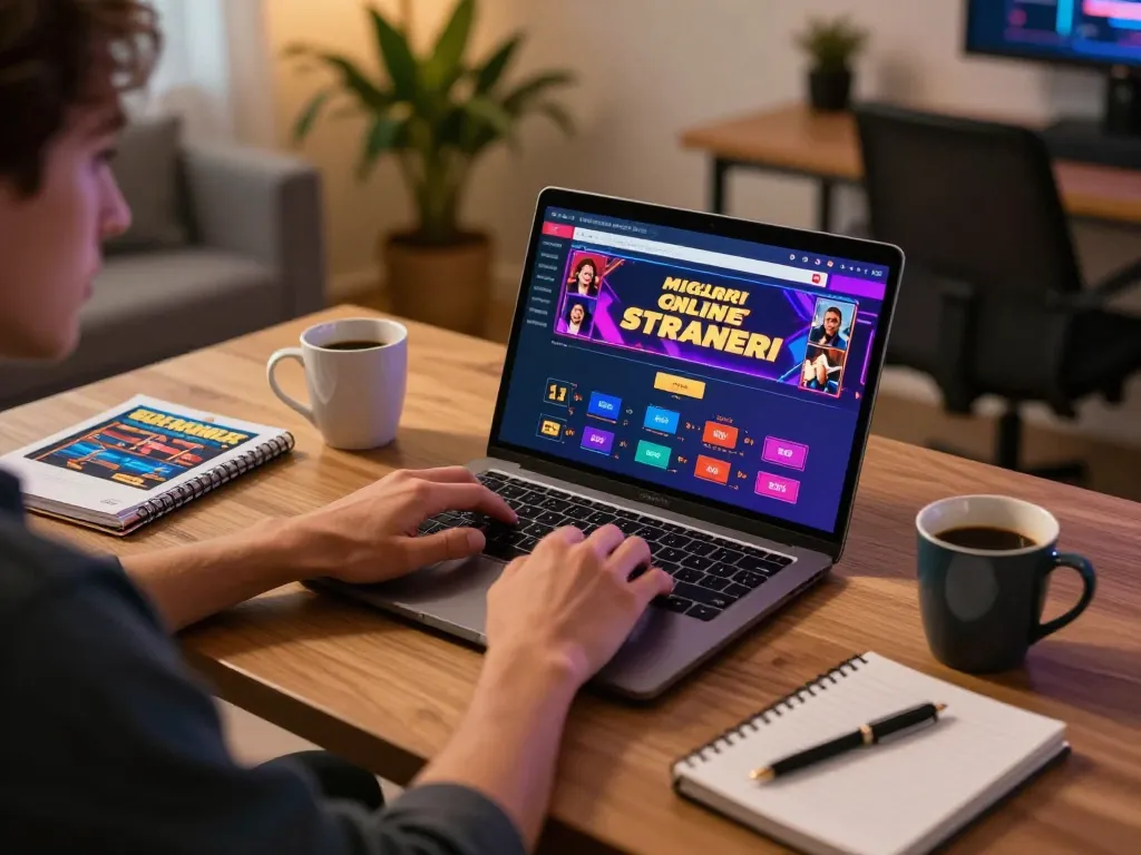 Engaged user exploring the migliori casino online stranieri on a laptop in a cozy home setting.