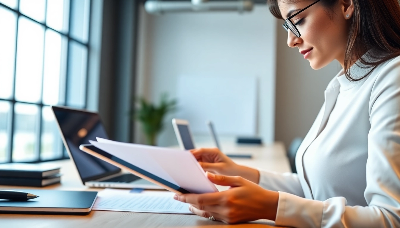 Enhancing effectiveness in Contract Management through detailed review in a modern workspace.