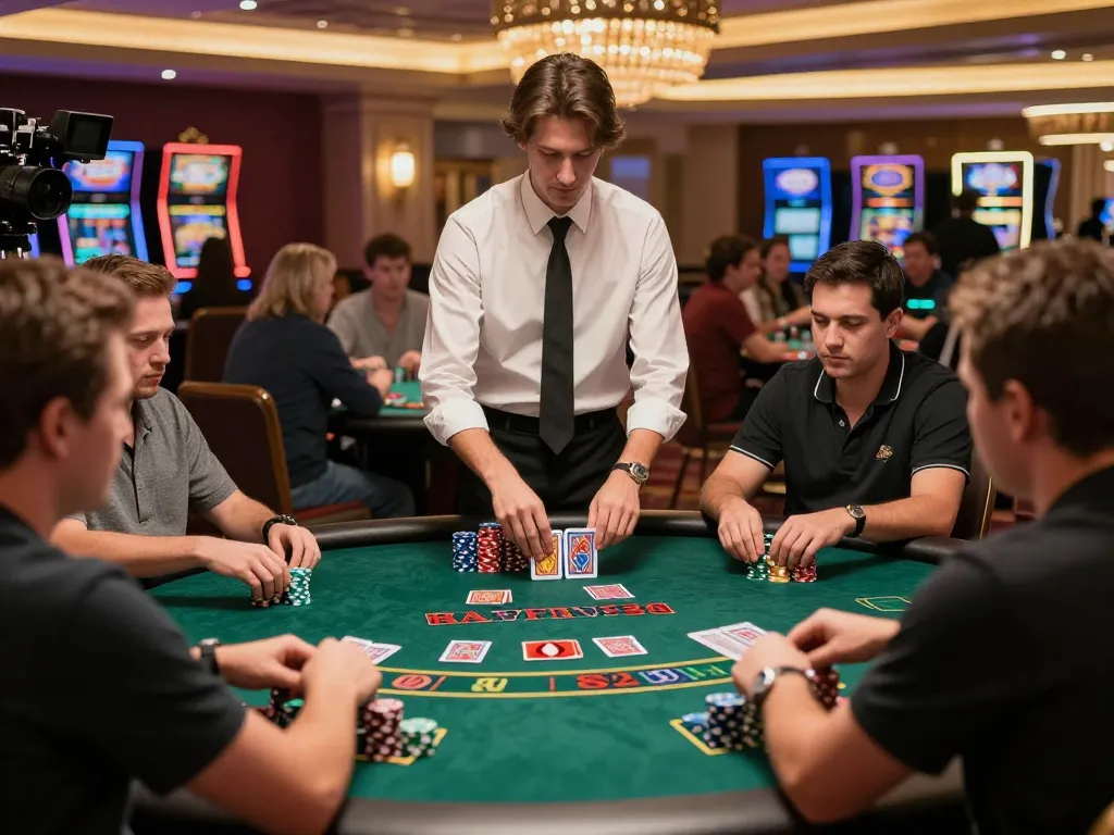 Players engaged in blackjack strategy at FAFA 828 casino table, capturing dynamic gameplay.