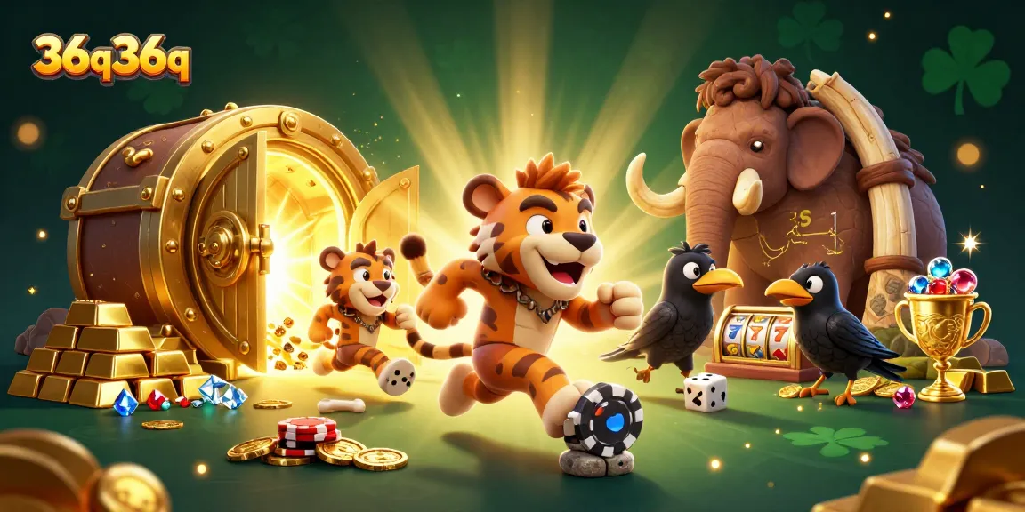 O casino pré-histórico 36q36q apresenta um tigre dente-de-sabre e um homem das cavernas jogando com fichas de poker de pedra.