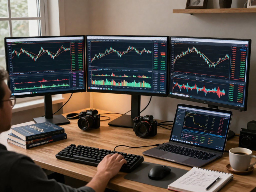 在使用tradingview的动态交易工作区中，交易者正在分析多资产行情图表，展示实时金融数据。
