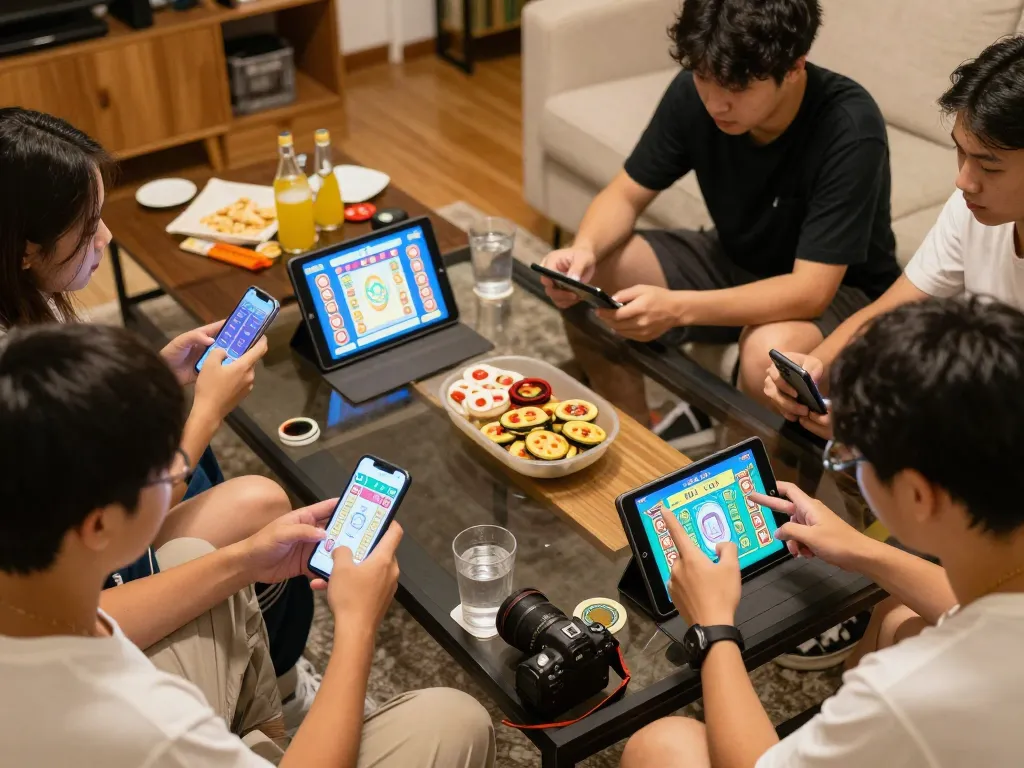 Players engaging in Tài Xỉu online at taixiuonline8, showcasing an exciting home gaming session with mobile devices.