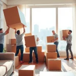 best Toronto Movers efficiently packing furniture during a sunny relocation in a modern apartment