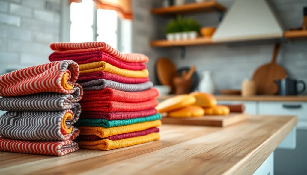 Kwaliteitsvolle kaasdoek gepresenteerd in een warme keuken, benadrukt de textuur en kleur.