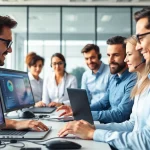 Provide effective IT support service with a dedicated team in a modern office setting.