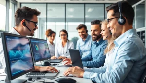 Provide effective IT support service with a dedicated team in a modern office setting.