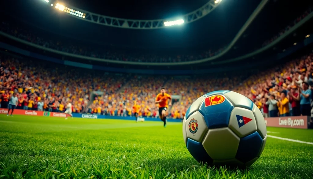 해외축구중계의 축구 경기를 관람하는 열광적인 팬들의 모습