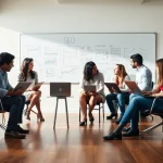 Engaged professionals at a seo agency strategizing digital marketing solutions.