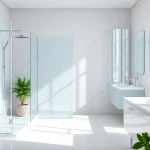 Sonni sanitär GmbH hochwertige Badprodukte in modernem Badezimmer-Setting präsentieren.