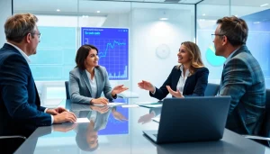 카드현금화에 대한 전략을 논의하는 금융 전문가의 장면