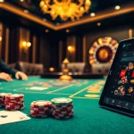 Engaged players strategizing with 商品券信用卡 at a luxurious poker table in a premium casino.