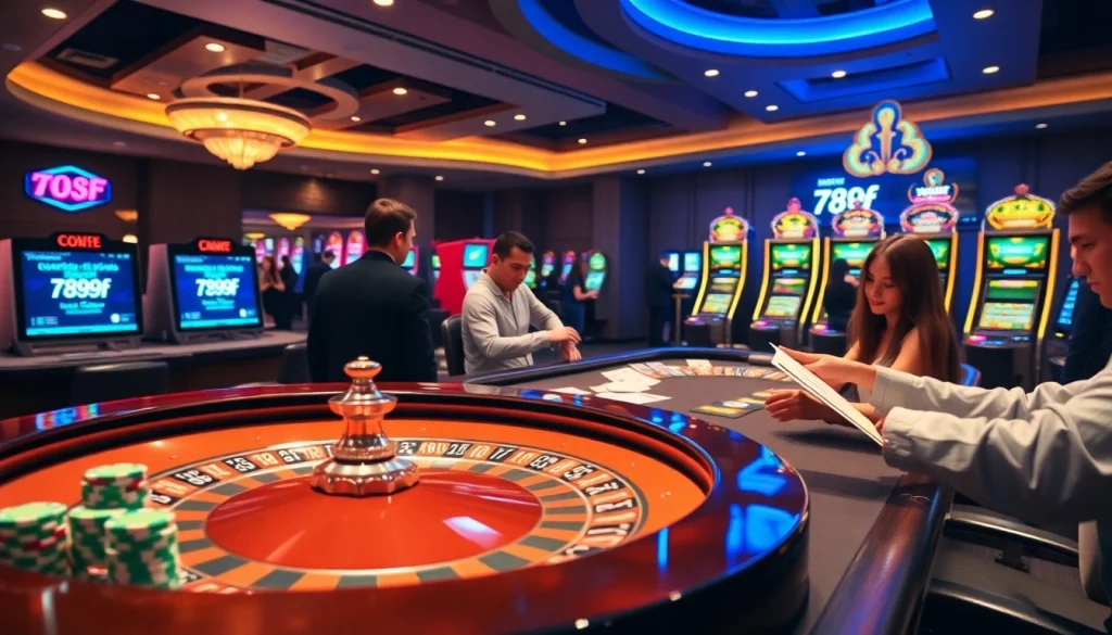 Exciting casino scene capturing gamblers at a roulette table featuring the 789f link