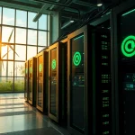 Dogecoin cloud mining facility with AI-driven technology and renewable energy sources