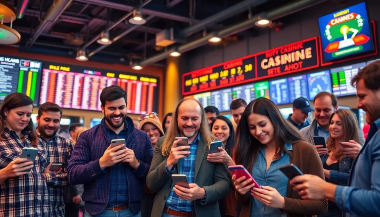 Engage with sports betting sites Oklahoma in a lively setting featuring enthusiastic gamblers.