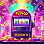 Permainan plinko slot yang menarik dengan mesin slot penuh koin berwarna-warni