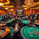 Experience the thrill of gambling at Trang chủ XX88 with luxurious gaming tables and vibrant casino ambiance.