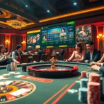 Enjoying the thrilling rikvip game bài đổi thưởng at a vibrant casino table, showcasing high stakes and excitement.