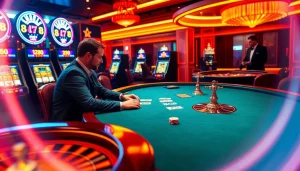 Players enjoying the thrill of high-stakes poker and slots at febet casino.