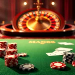 Engage in thrilling poker action at Man88's luxurious casino table featuring vibrant chips and cards.
