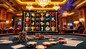 Rasakan sensasi Olympus 1000 di lingkungan kasino yang glamor, penuh dengan slip taruhan dan mesin slot yang berwarna-warni.