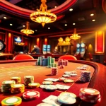 Sbobet players engage in thrilling bets at an upscale casino table.