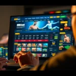 Engaged users exploring the 888b.bet online gambling platform interface, showcasing exciting games and betting options.