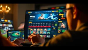Engaged users exploring the 888b.bet online gambling platform interface, showcasing exciting games and betting options.