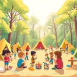 Children enjoying various activities at vibrant holiday camps amid a sunny outdoor environment.