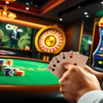 Experience the thrill of Trang Chủ OKWIN with strategic bets at a vibrant casino table.