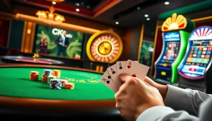 Experience the thrill of Trang Chủ OKWIN with strategic bets at a vibrant casino table.