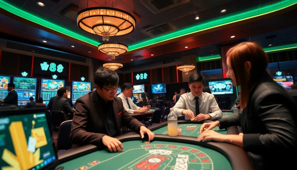 Experience the exciting world of online gambling at w88.nyc with a vibrant casino scene featuring diverse games.