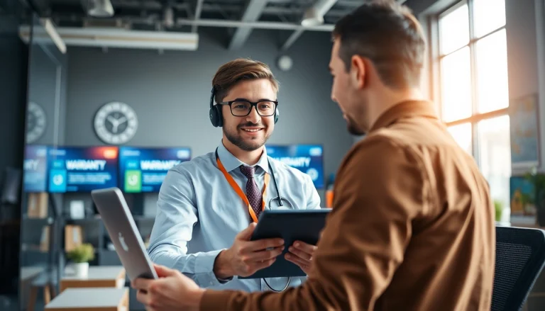 Understanding what is a frictionless warranty experience with a professional agent assisting a customer.