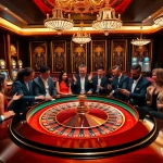 Experience the thrill of רמי אונליין as players dive into an upscale casino scene featuring roulette and vivid excitement.