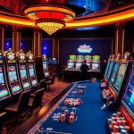 Players engaging with slot depo 5rb machines surrounded by vibrant casino ambiance and excitement.