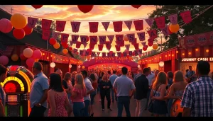 Joyful attendees celebrate at the Johnny Cash birthday bash, highlighting johnnycashbirthday.com festivities.