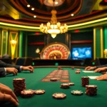 Intense poker game showcasing high stakes with hidden wiki dark web technology subtly integrated.