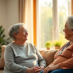 Providing compassionate austin senior home care for elderly in a warm, cozy living room.