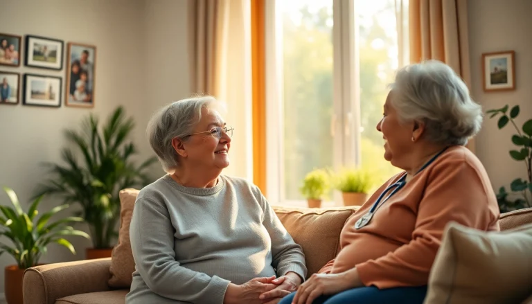 Providing compassionate austin senior home care for elderly in a warm, cozy living room.
