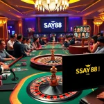 Engaging players betting at SAY88 nhà cái, enjoying thrilling casino games and luxurious ambiance.