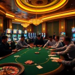 Experience the excitement of KUWIN at a vibrant casino with poker tables and slot machines.