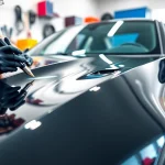 Applying ceramic coating Chattanooga on a premium sports car, highlighting protection and shine.