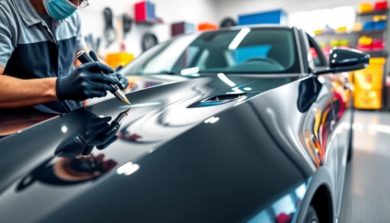 Applying ceramic coating Chattanooga on a premium sports car, highlighting protection and shine.